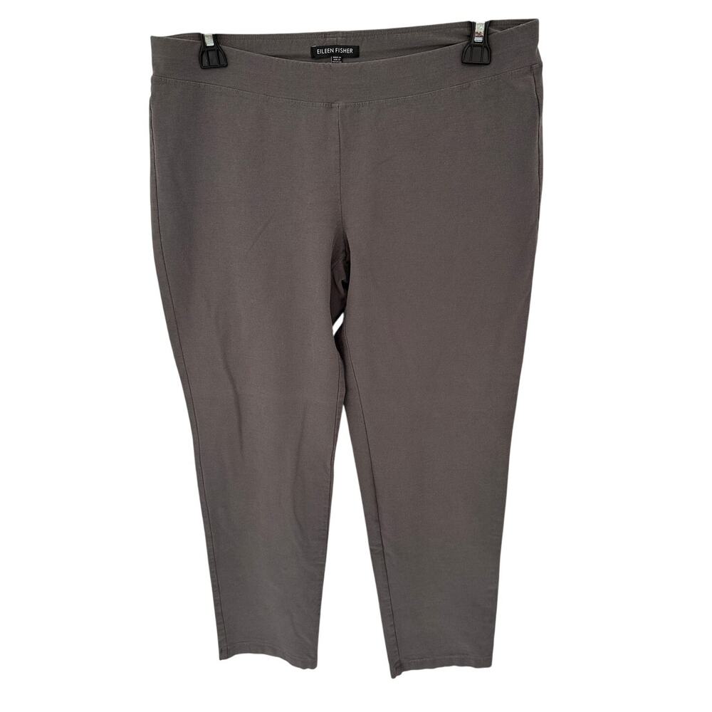 EILEEN FISHER Washable Stretch Crepe Slim Pant in Charcoal Gray // S